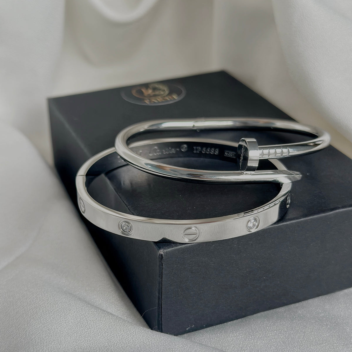 Gold nail and love band combo