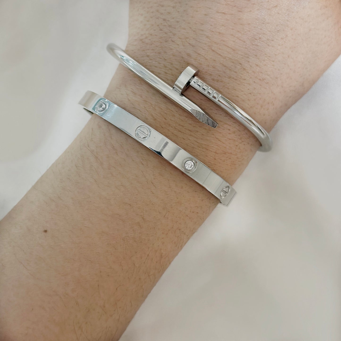 Gold nail and love band combo