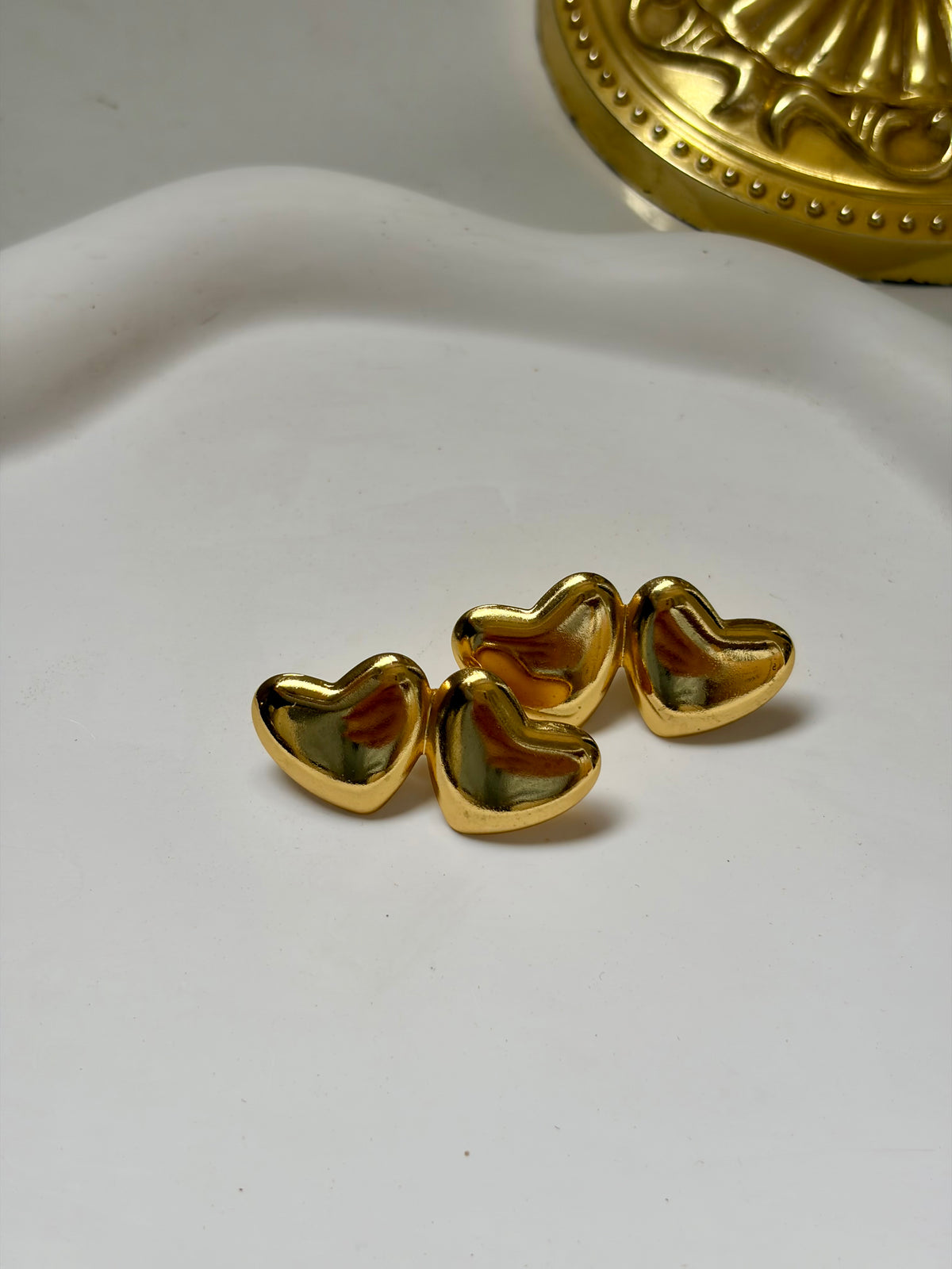 3-Piece Gold Stainless Steel Stud Earrings Set