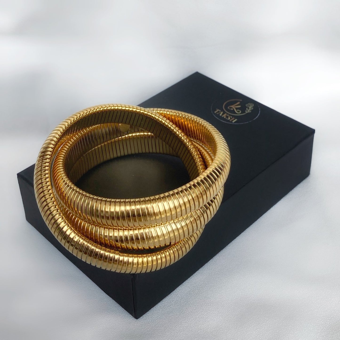 18k Gold Plated Chunky inter-wined triple layer bracelet