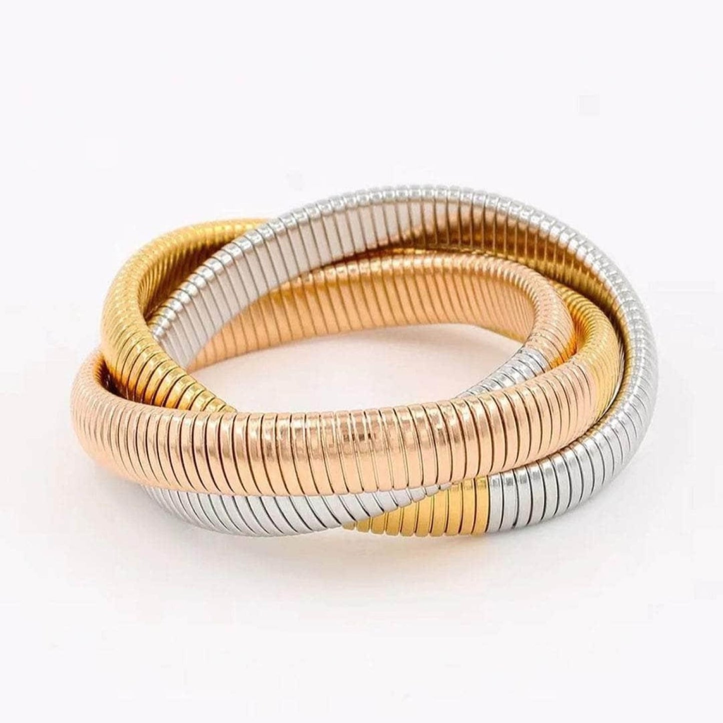 18k Gold Plated Chunky inter-wined triple layer bracelet