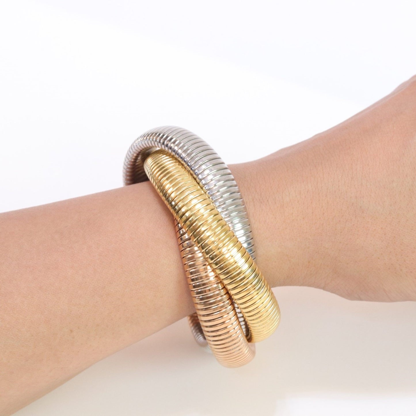 18k Gold Plated Chunky inter-wined triple layer bracelet