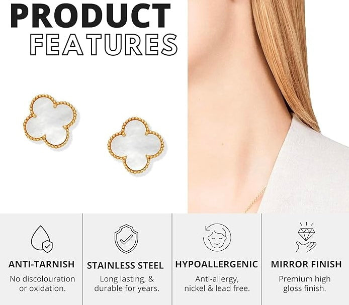 Clover studs Black & White