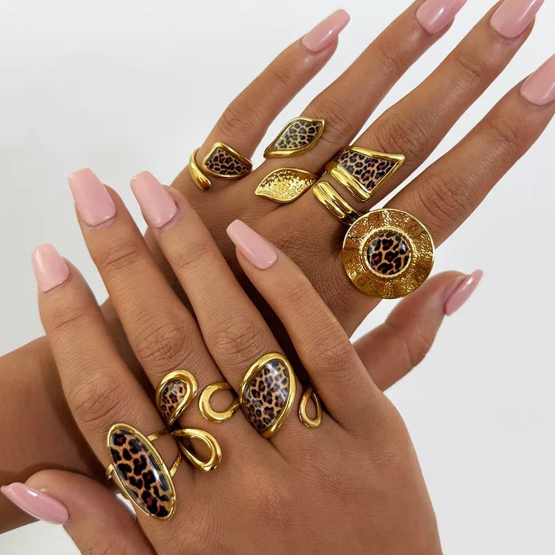 Animal Print Statement Rings